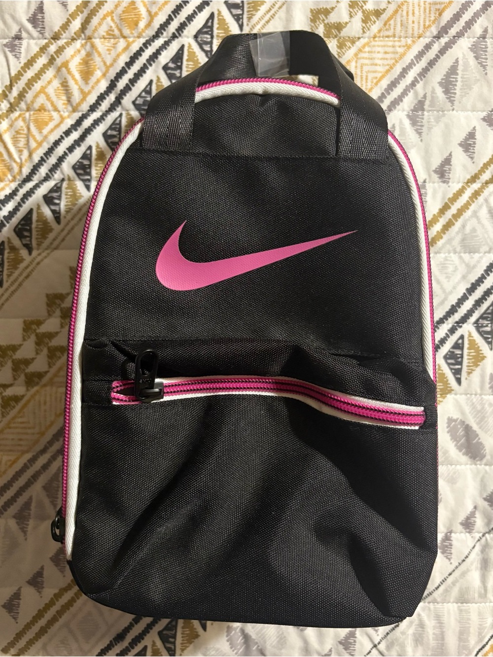 Nike Black Backpack with Pink Swoosh and Pink Trim